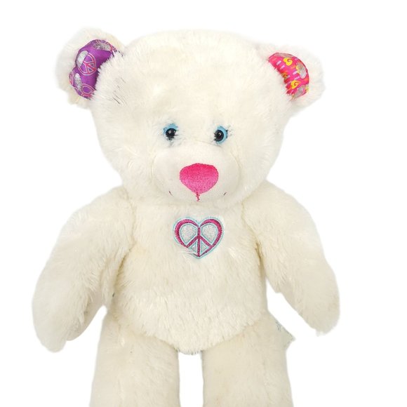 Build A Bear Workshop Twinkle Toes Bear Plush 17" Stuffed Toy Heart Peace Sign - Picture 3 of 11